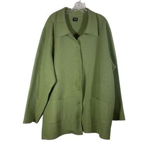 Eileen Fisher wool jacket. Avocado green.